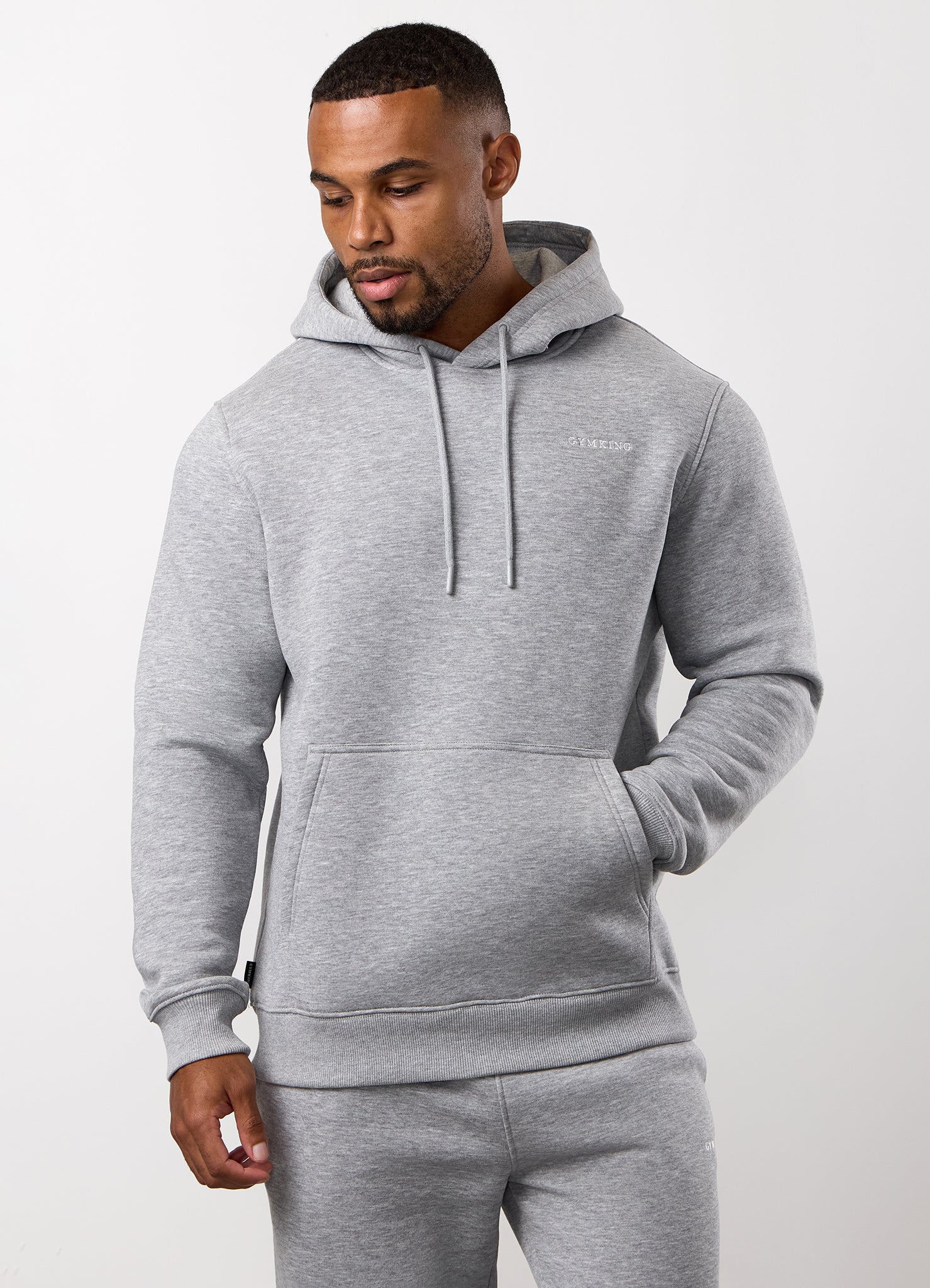 Gym King Fundamental Linear Hoodie - Grey Marl