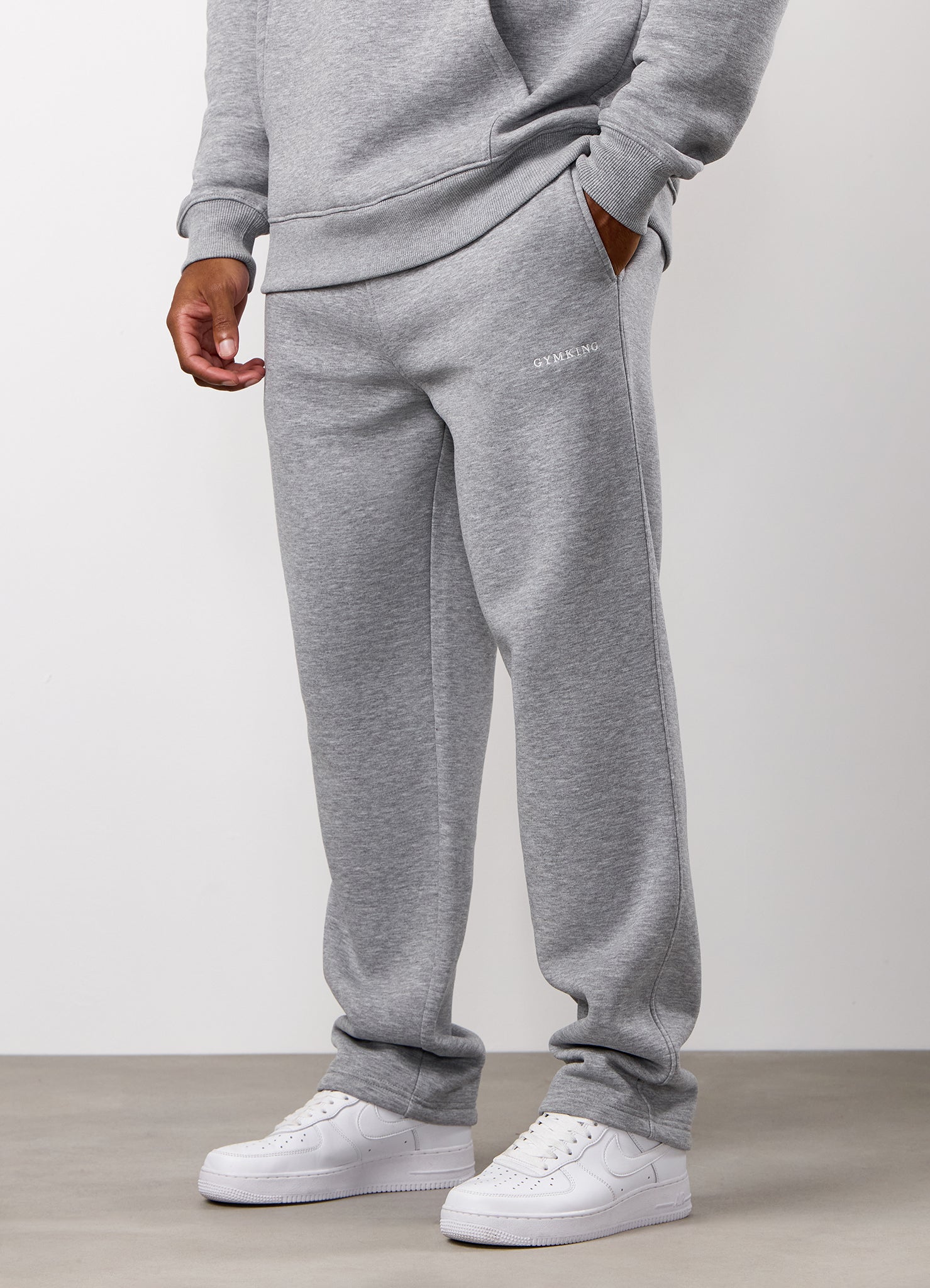 Gym King Fundamental Linear Straight Leg Tracksuit - Grey Marl