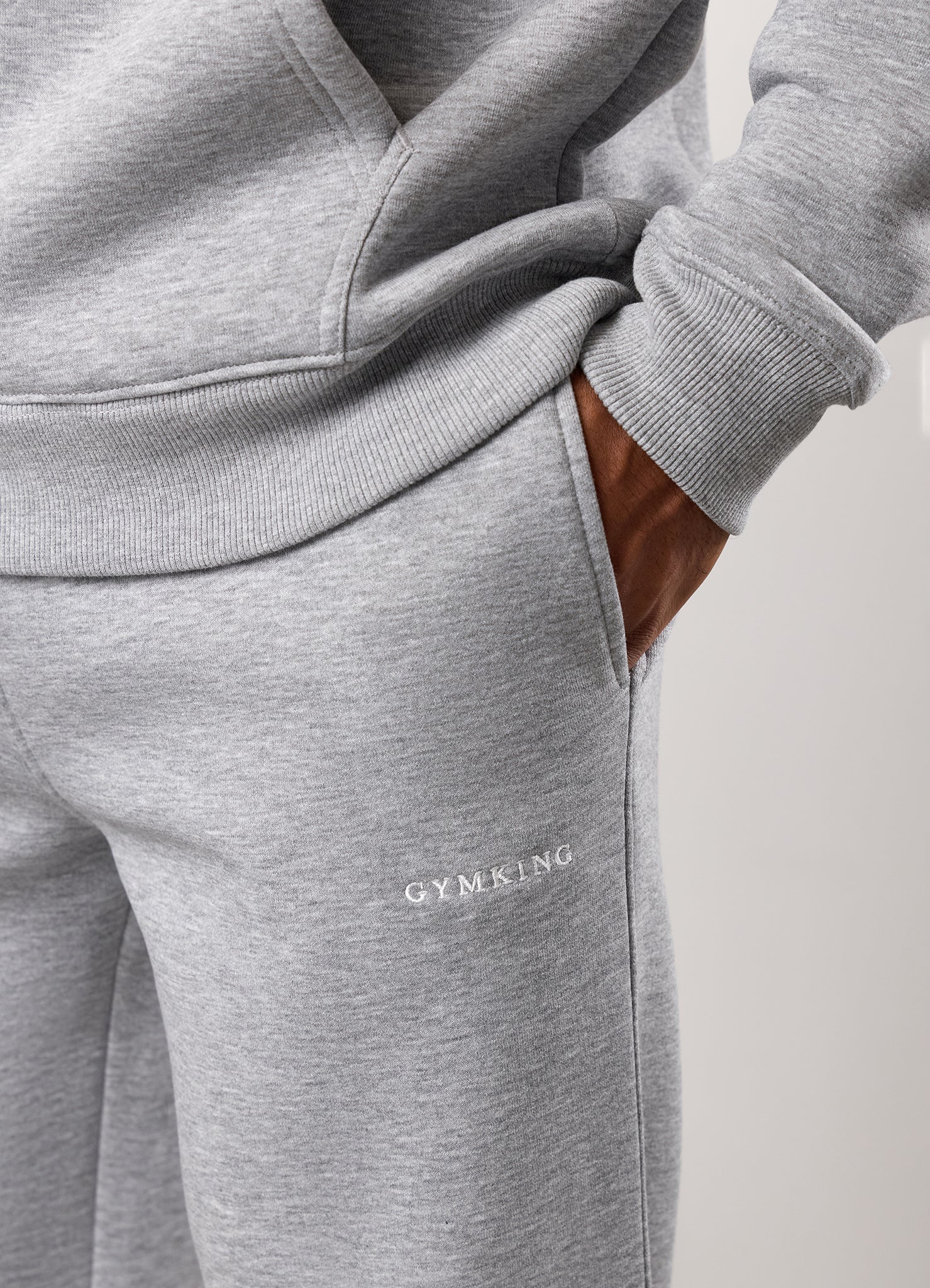 Gym King Fundamental Linear 1/4 Zip Tracksuit - Grey Marl