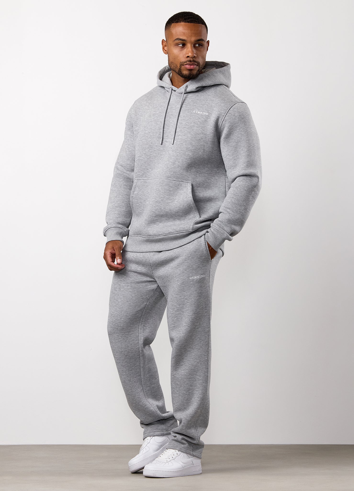 Gym King Fundamental Linear Straight Leg Tracksuit - Grey Marl