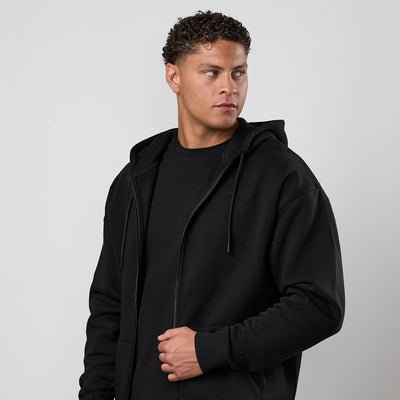 Gym King Fundamental Linear Full Zip Hoodie - Black/Black