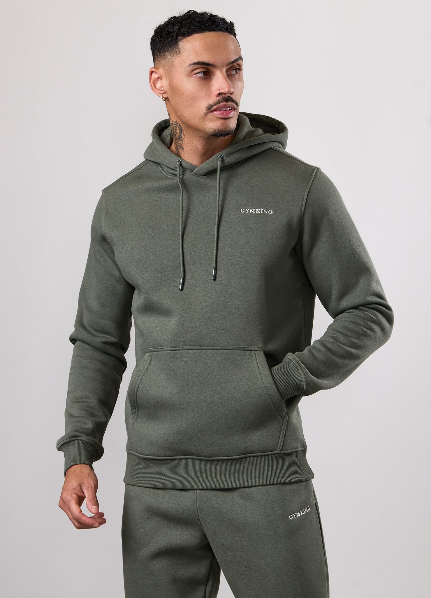 Gym King Fundamental Linear Hood Tracksuit - Deep Olive