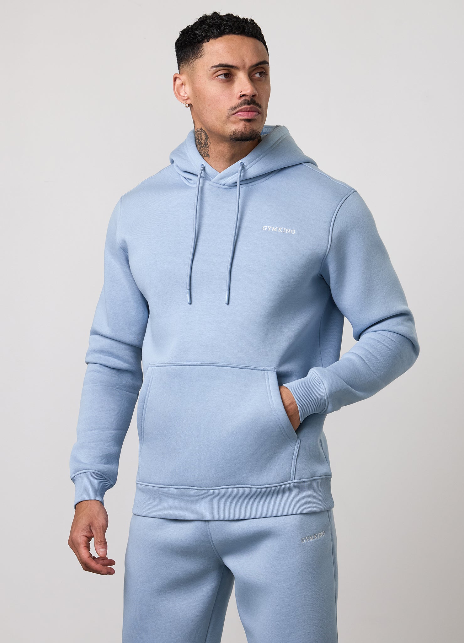 Gym King Fundamental Linear Hoodie - Powder Blue