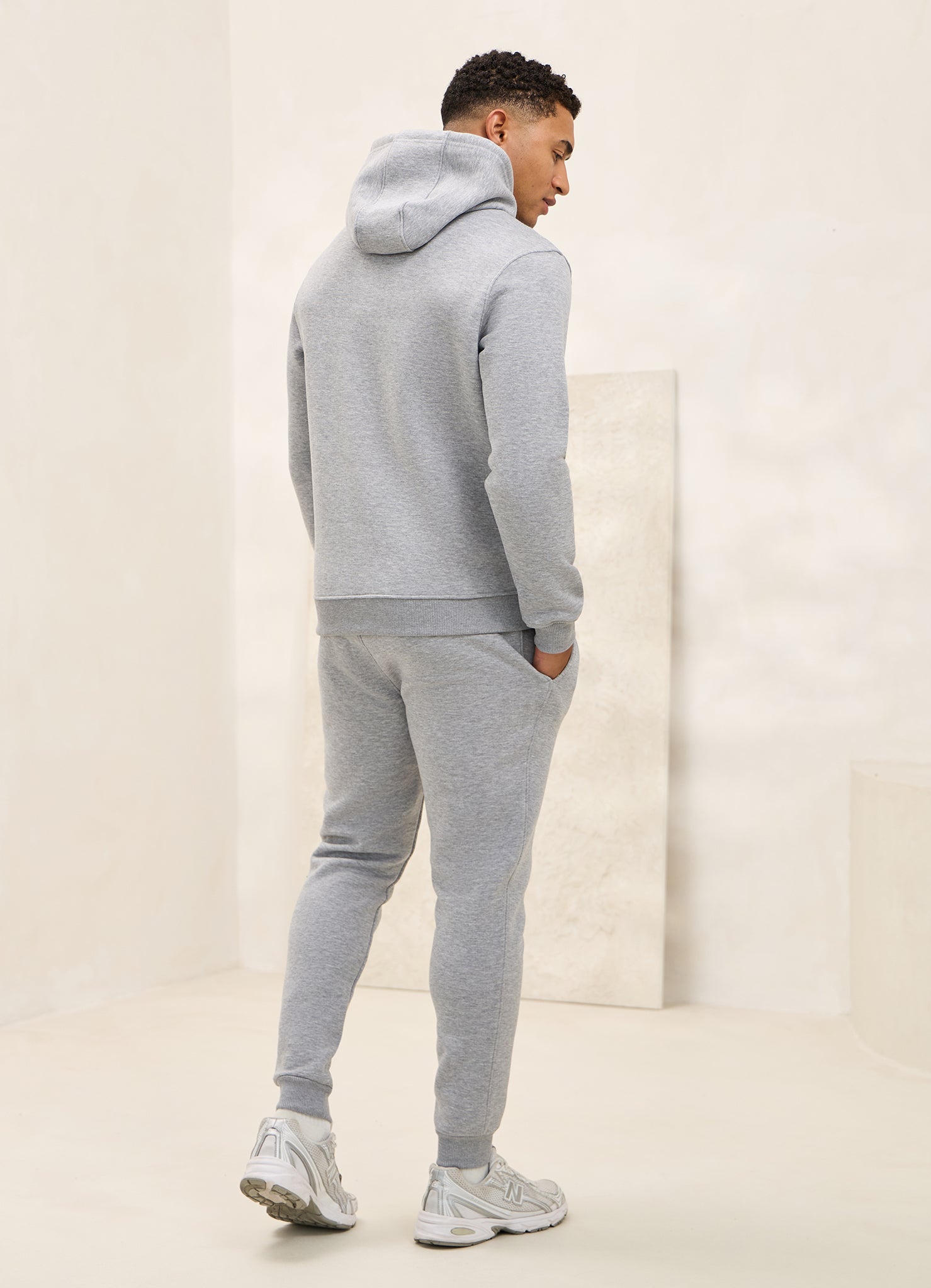 Gym King Fundamental Linear Hood Tracksuit - Grey Marl
