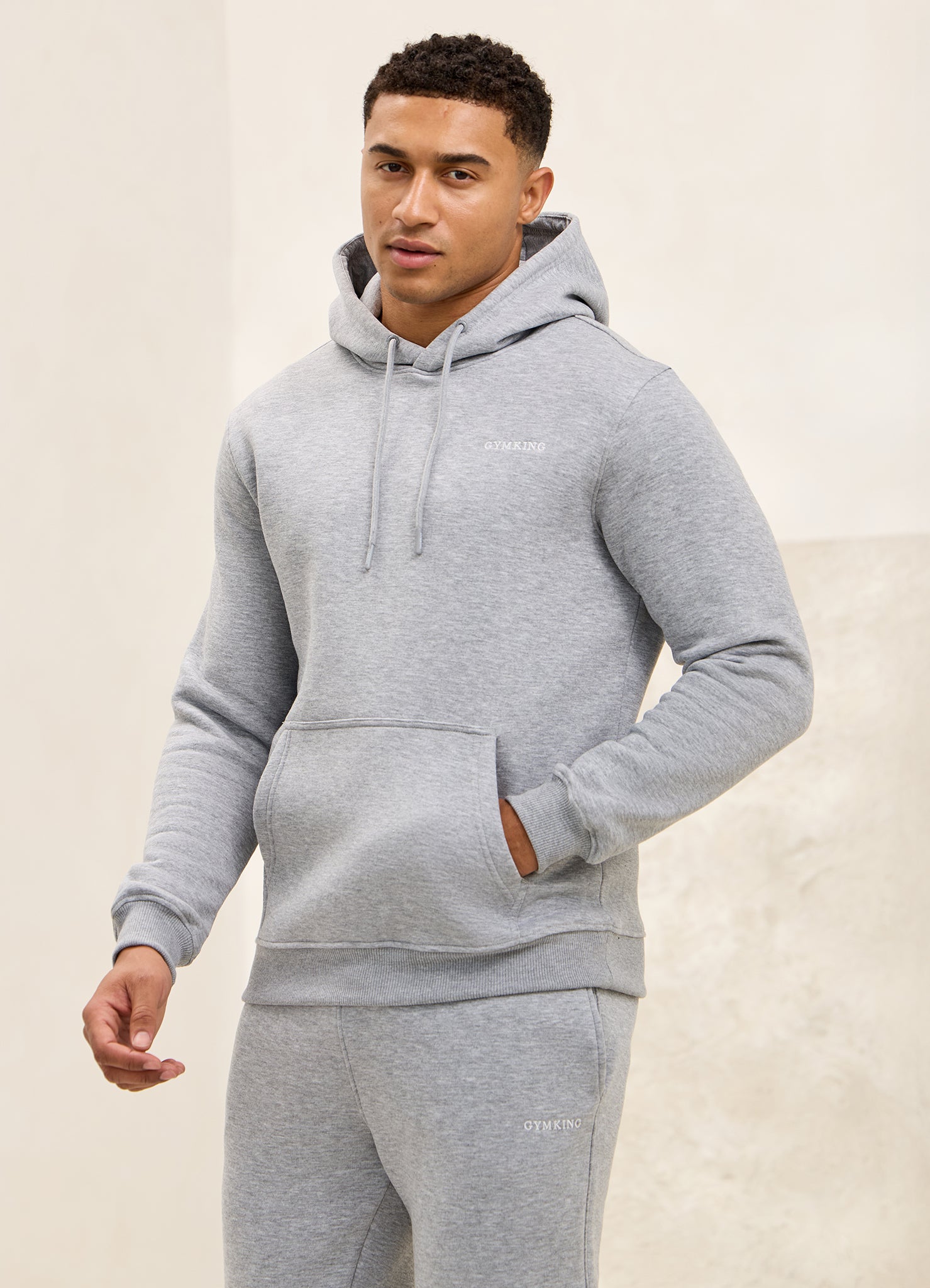 Gym King Fundamental Linear Hood - Grey Marl