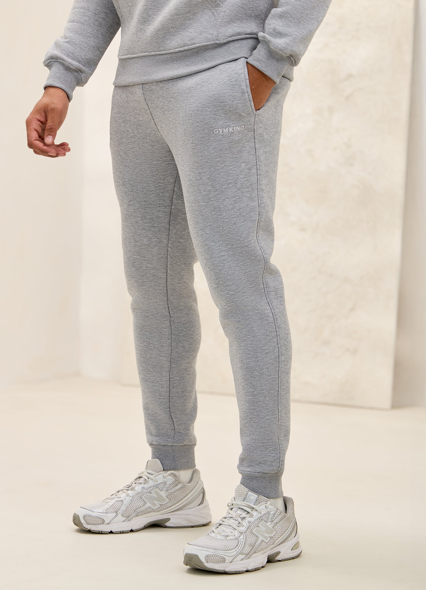 Gym King Fundamental Linear Hood Tracksuit - Grey Marl