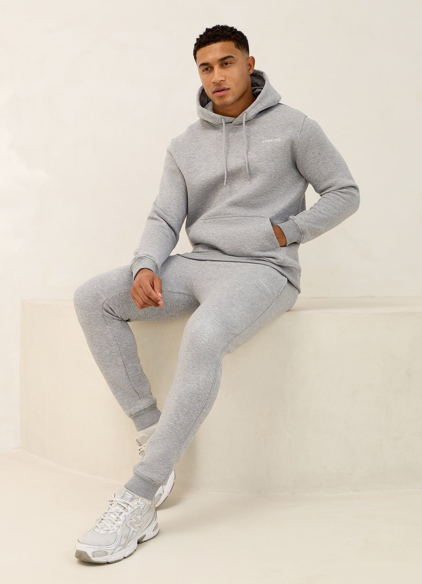 Gym King Fundamental Linear Hood Tracksuit - Grey Marl