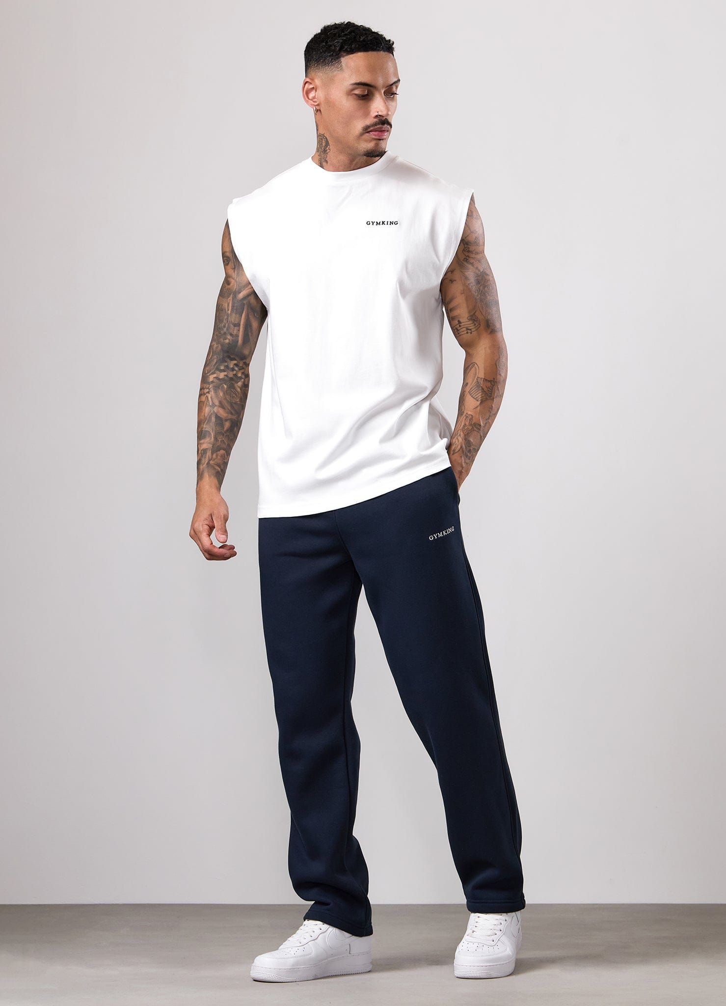 Gym King Fundamental Linear Jersey Tank - White