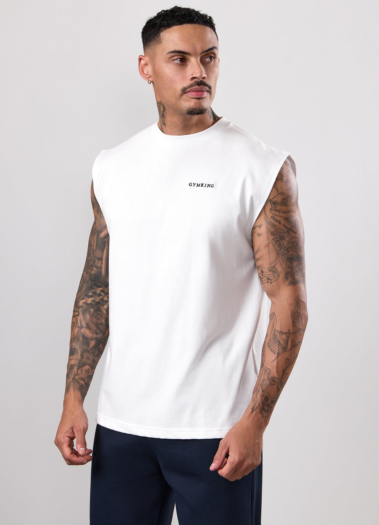 Gym King Fundamental Linear Jersey Tank - White