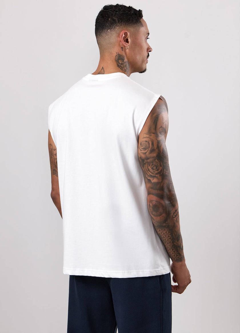 Gym King Fundamental Linear Jersey Tank - White