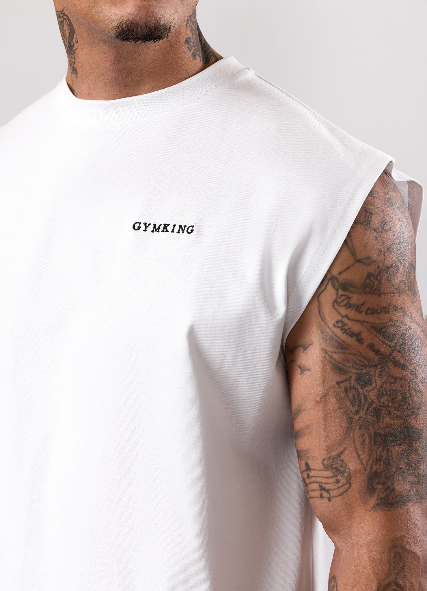 Gym King Fundamental Linear Jersey Tank - White