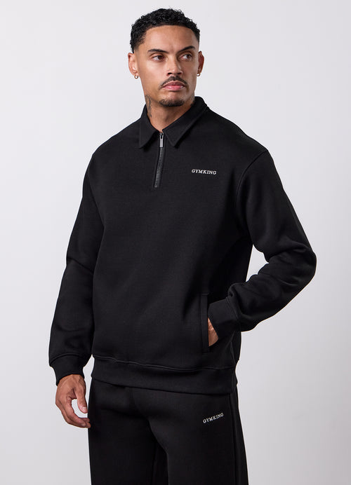 Gym King Fundamental Linear LS Polo - Black