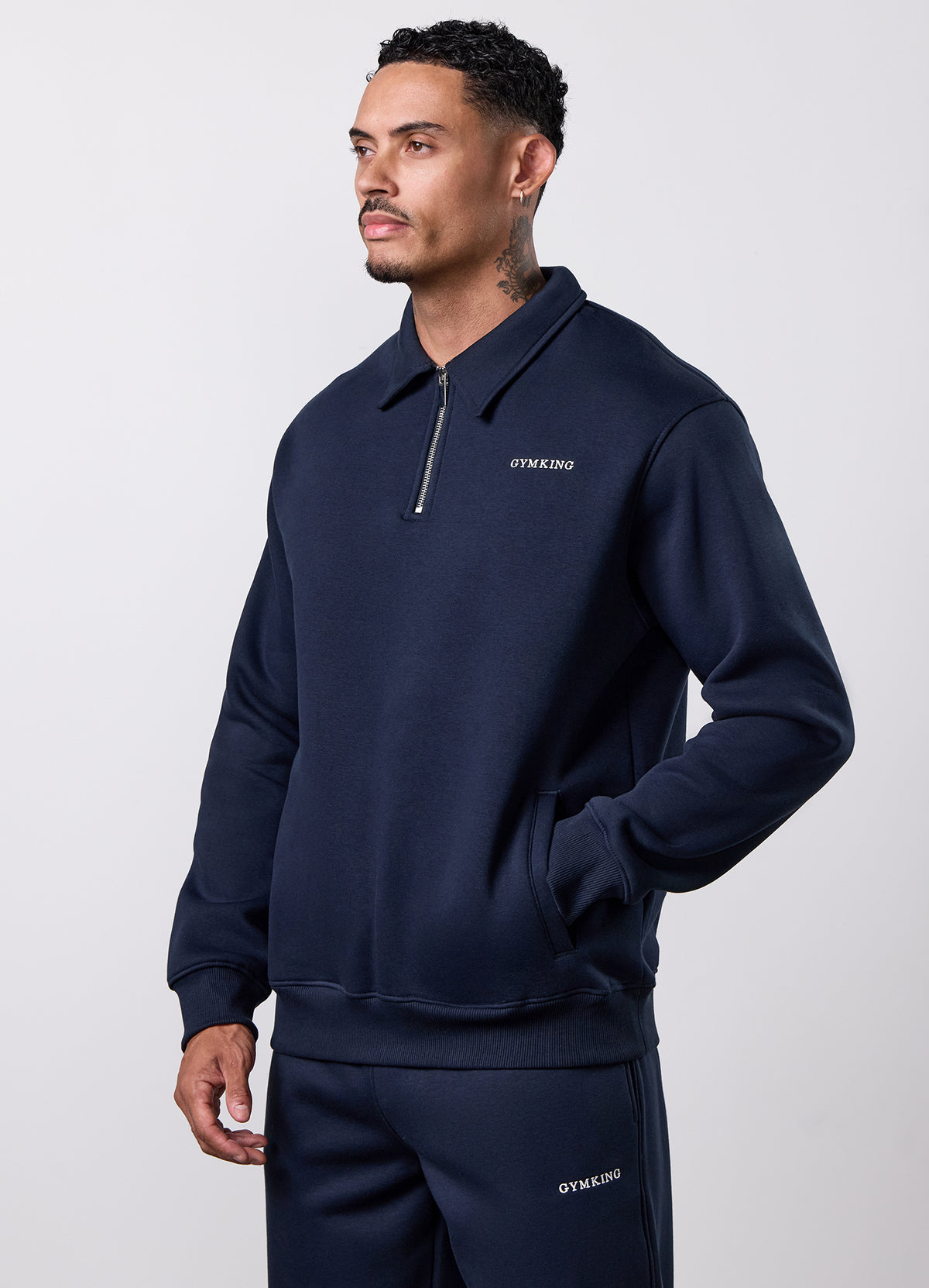 Gym King Fundamental Linear LS Polo - Navy