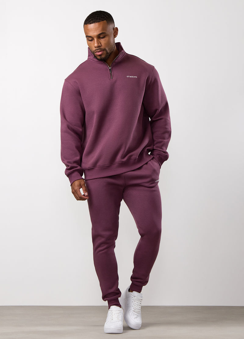 Gym King Fundamental Linear 1/4 Zip Funnel - Mulberry