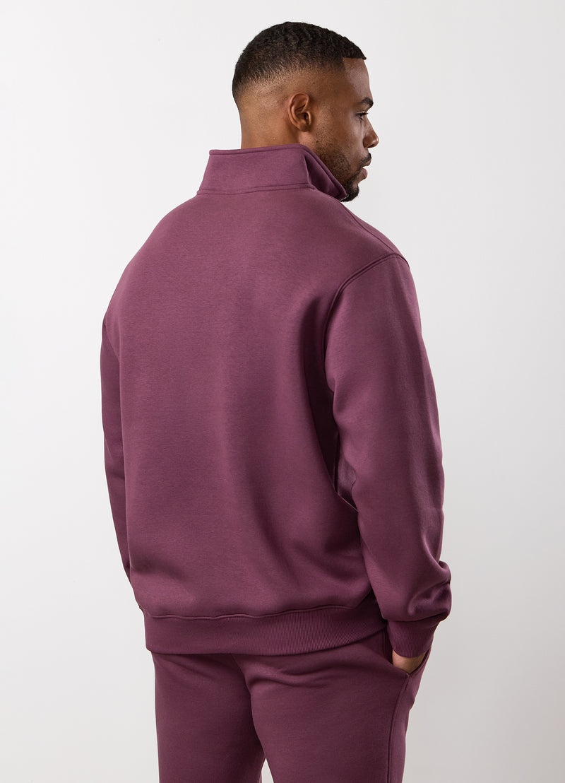 Gym King Fundamental Linear 1/4 Zip Funnel - Mulberry