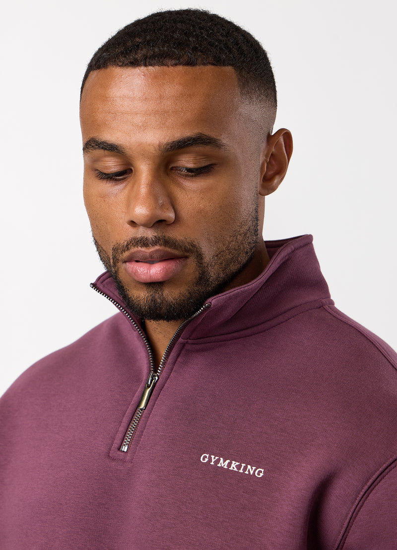 Gym King Fundamental Linear 1/4 Zip Funnel - Mulberry