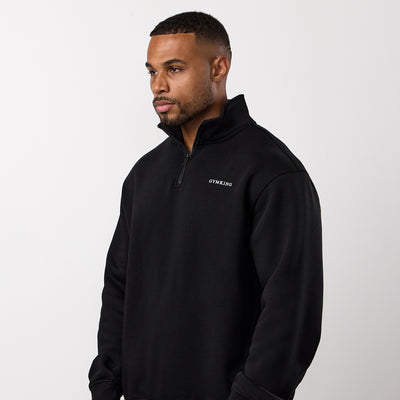 Gym King Fundamental Linear 1/4 Zip Funnel - Black