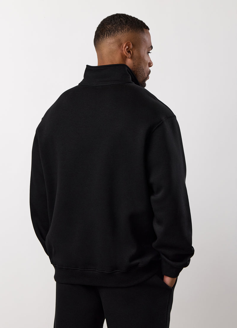 Gym King Fundamental Linear 1/4 Zip Funnel - Black