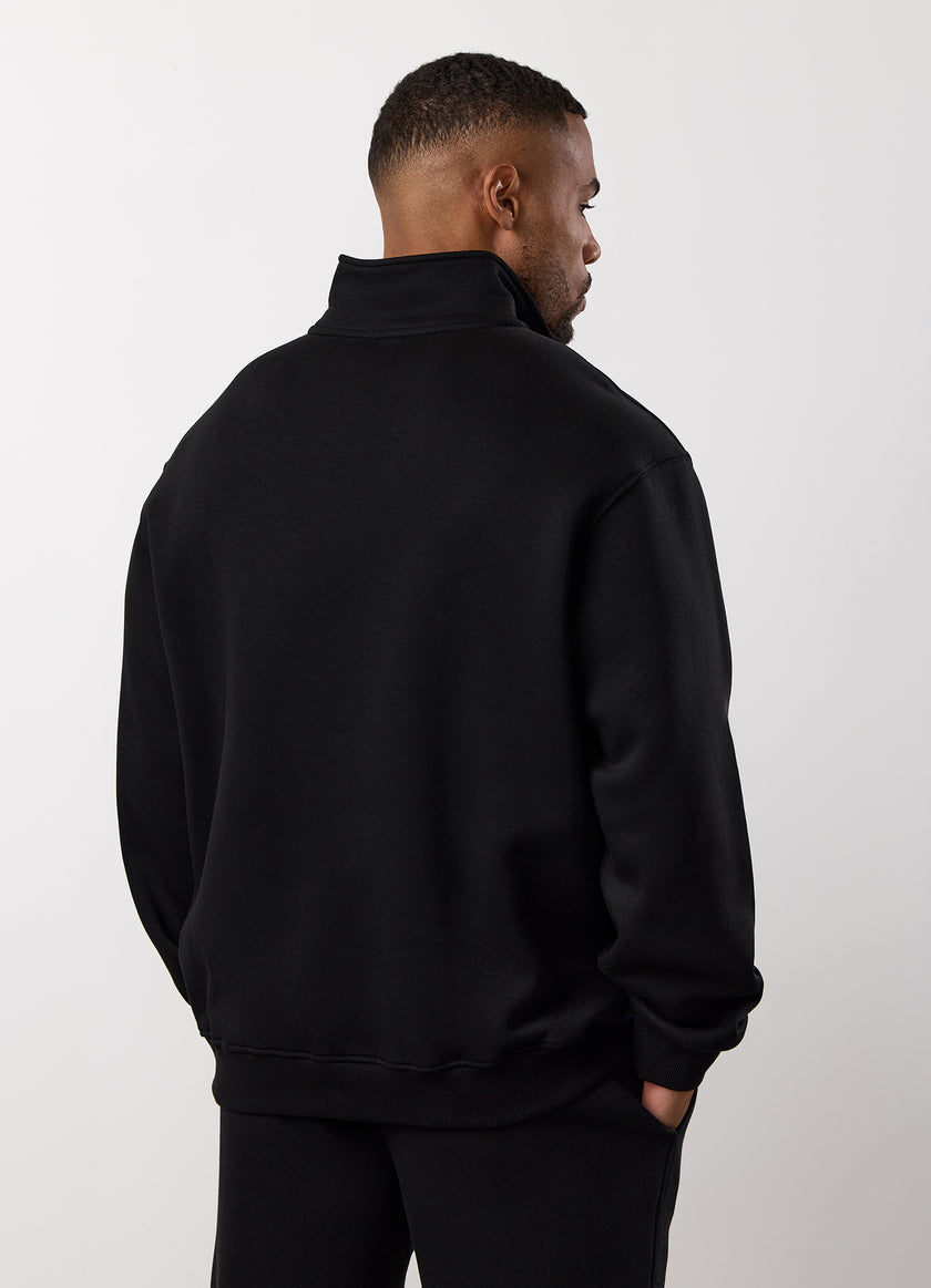 Gym King Fundamental Linear 1/4 Zip Funnel - Black