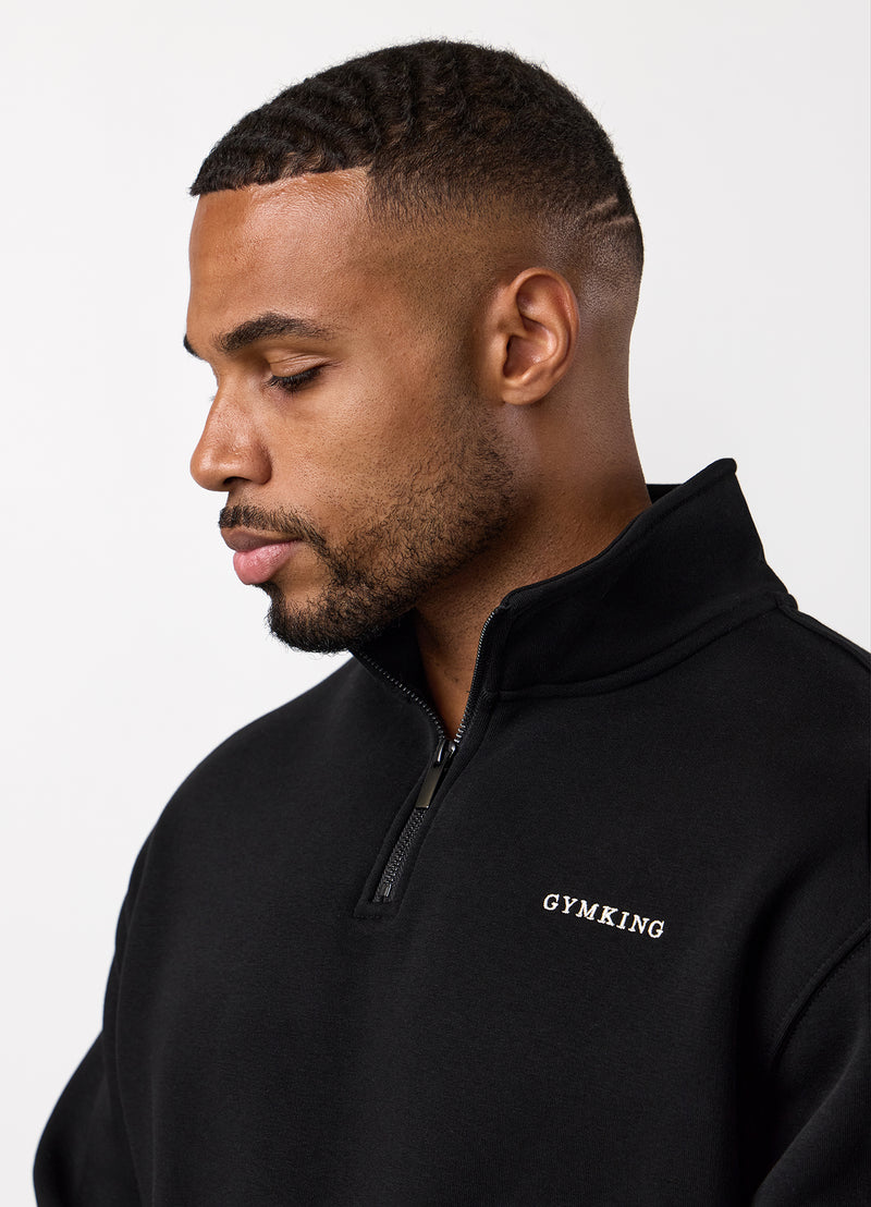 Gym King Fundamental Linear 1/4 Zip Funnel - Black
