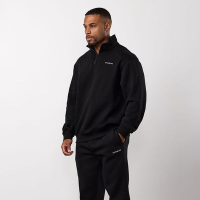 Gym King Fundamental Linear 1/4 Zip Tracksuit - Black
