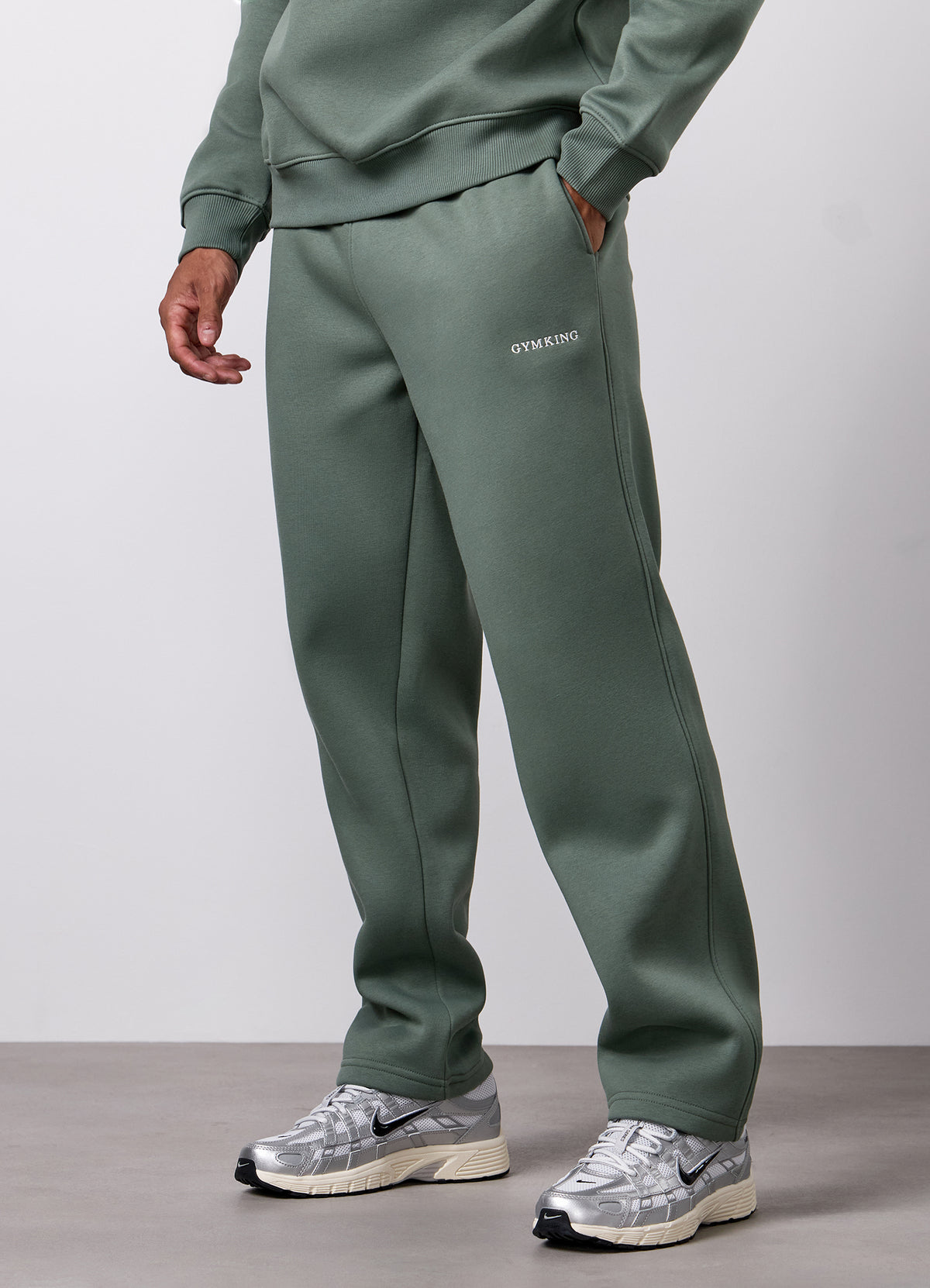 Gym King Fundamental Fleece Linear Straight Leg Jogger - Laurel Green