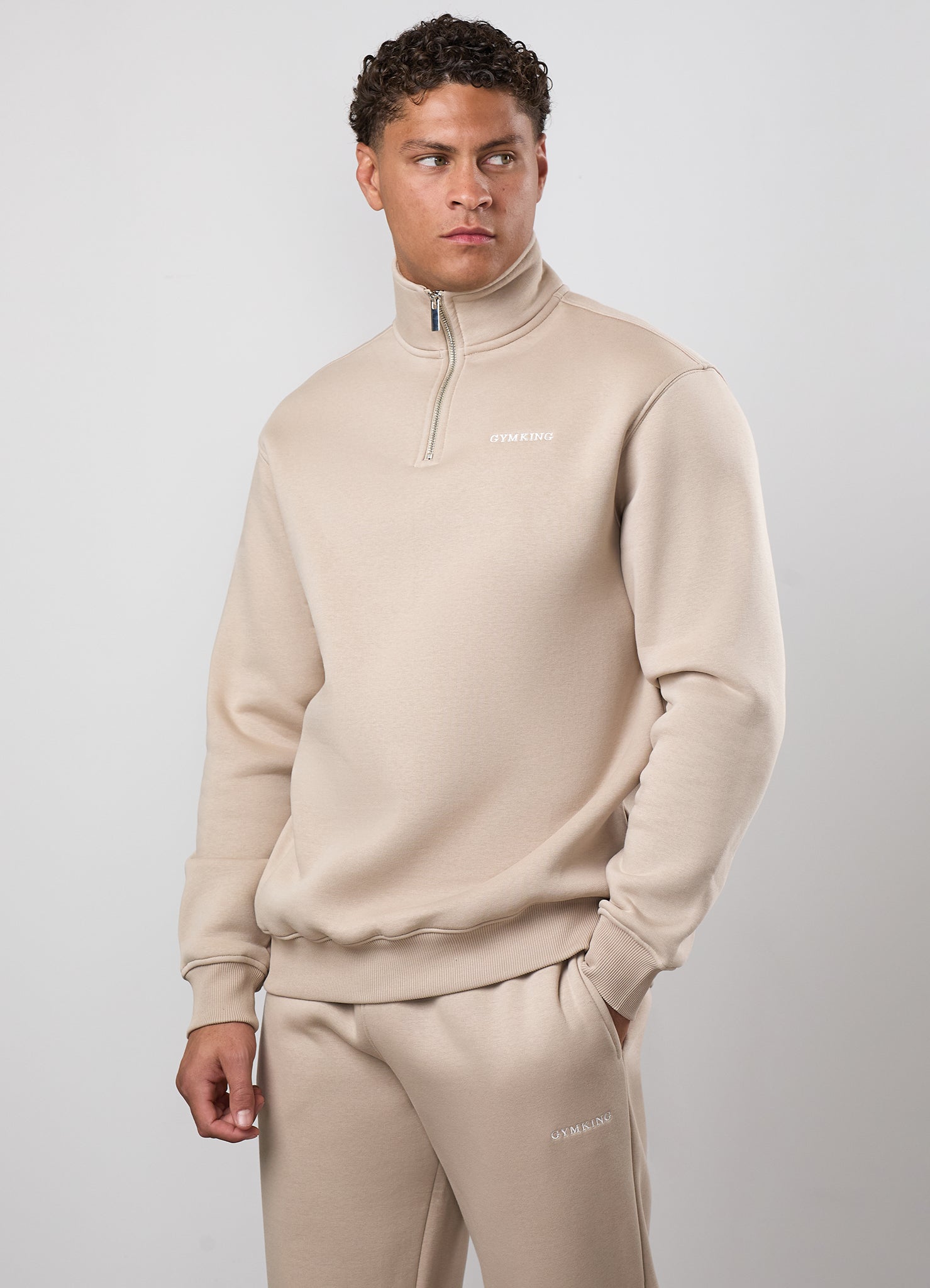 Gym King Fundamental Linear 1/4 zip - Stoneware