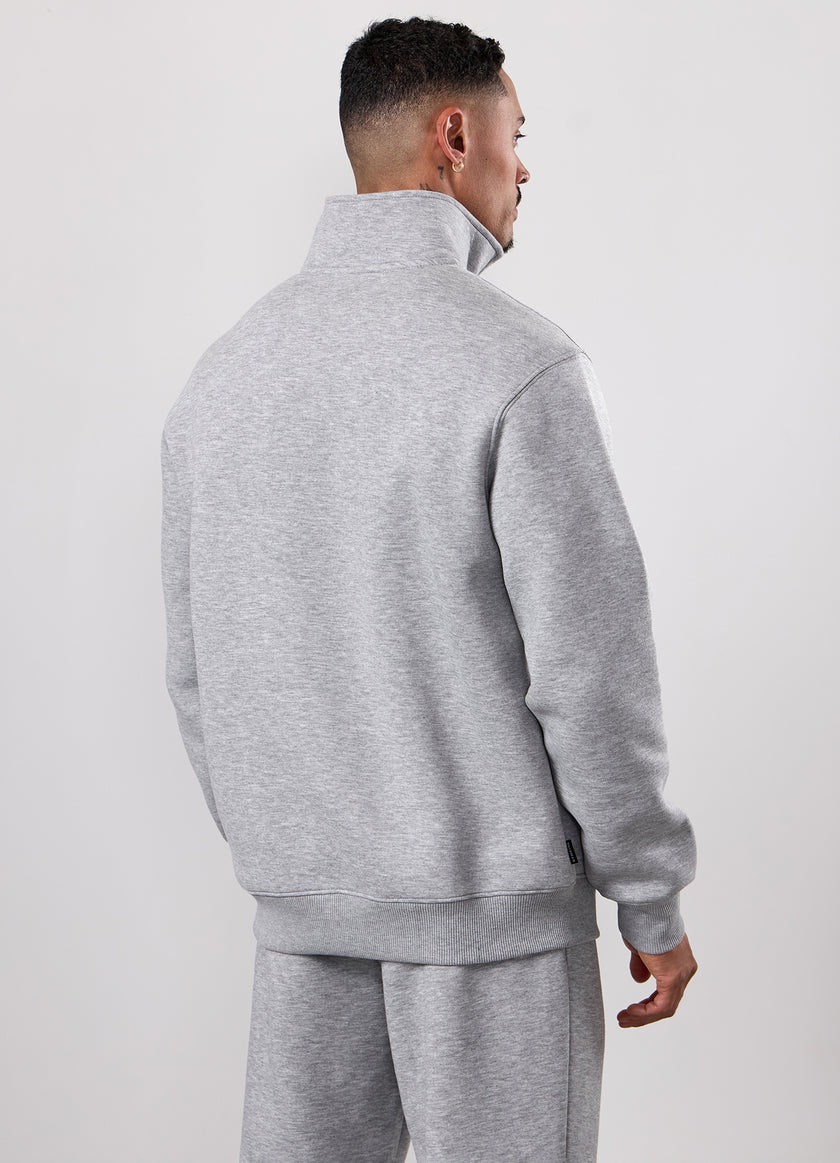 Gym King Fundamental Linear 1/4 Zip Tracksuit - Grey Marl