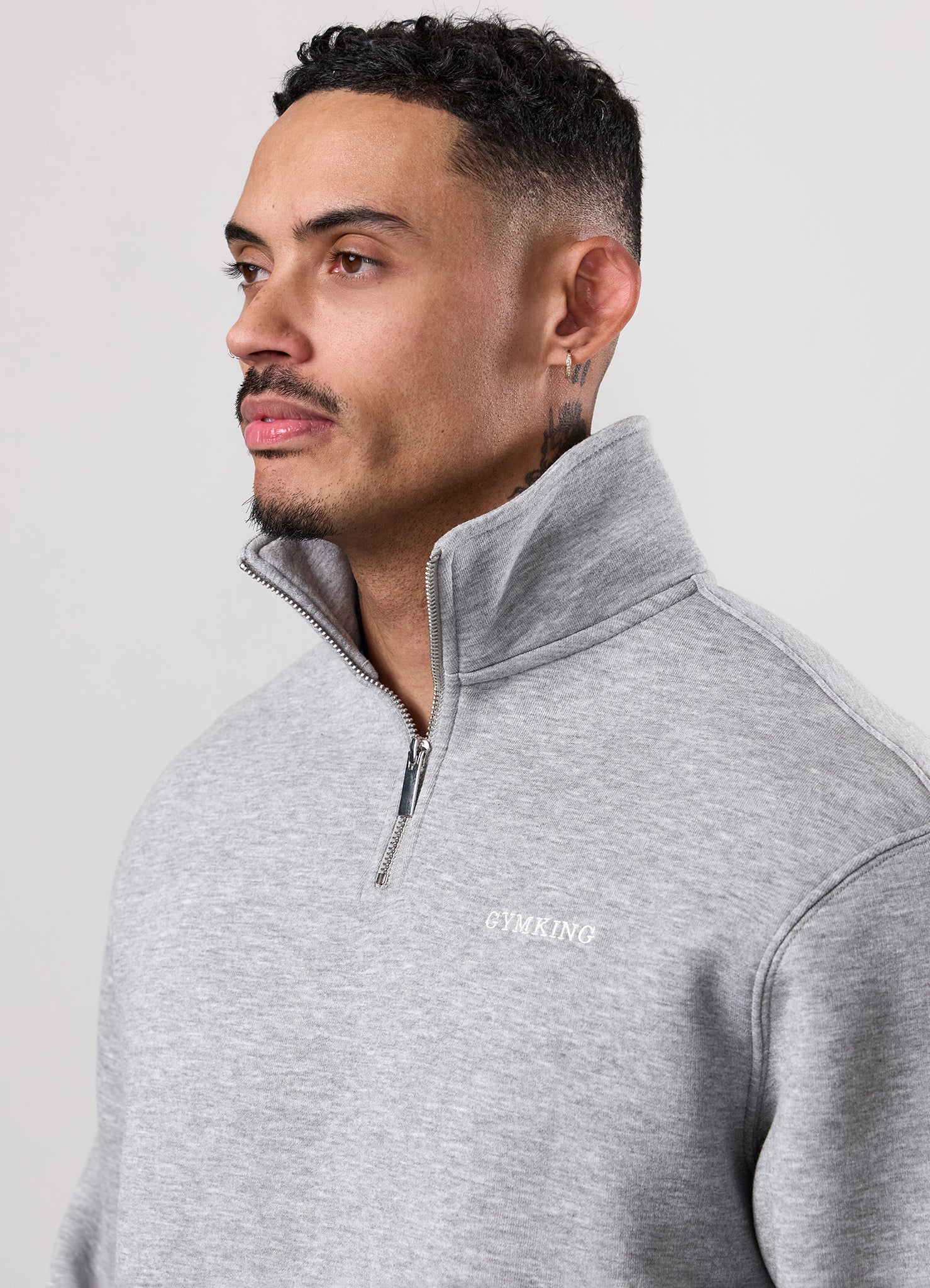Gym King Fundamental Linear 1/4 Zip Tracksuit - Grey Marl