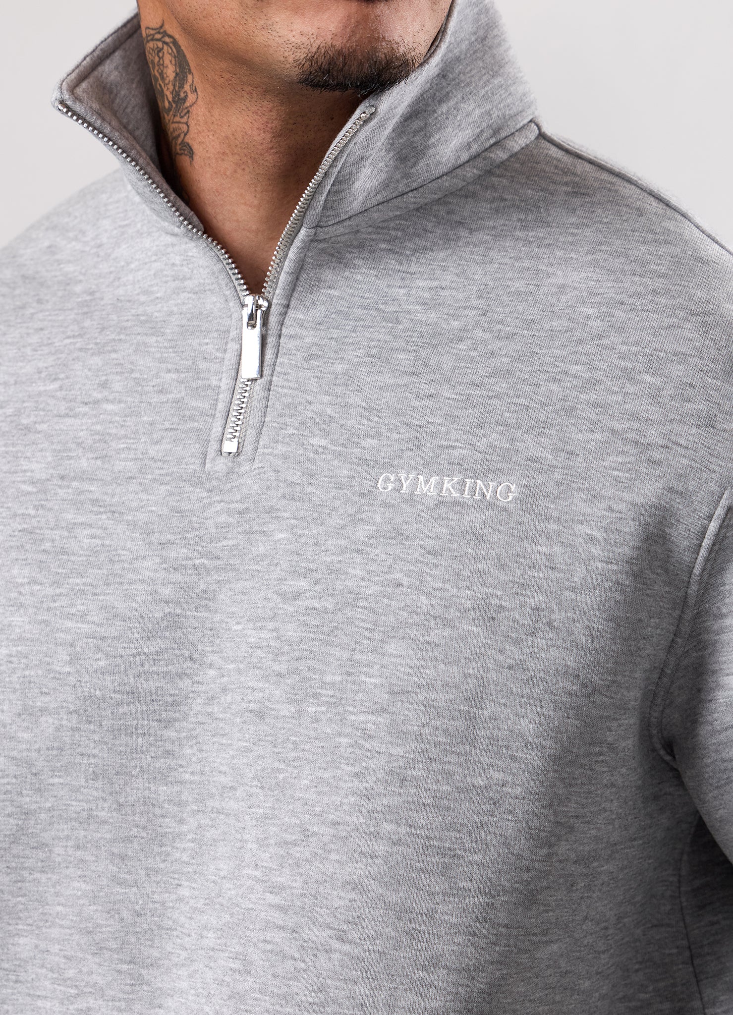 Gym King Fundamental Linear 1/4 Zip - Grey Marl