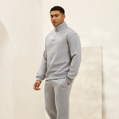 Gym King Fundamental Linear 1/4 Zip Tracksuit - Grey Marl