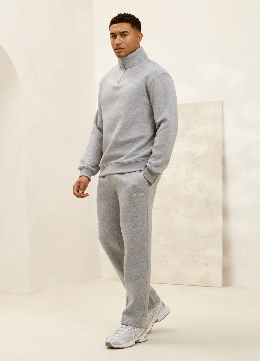 Gym King Fundamental Linear 1/4 Zip Tracksuit - Grey Marl