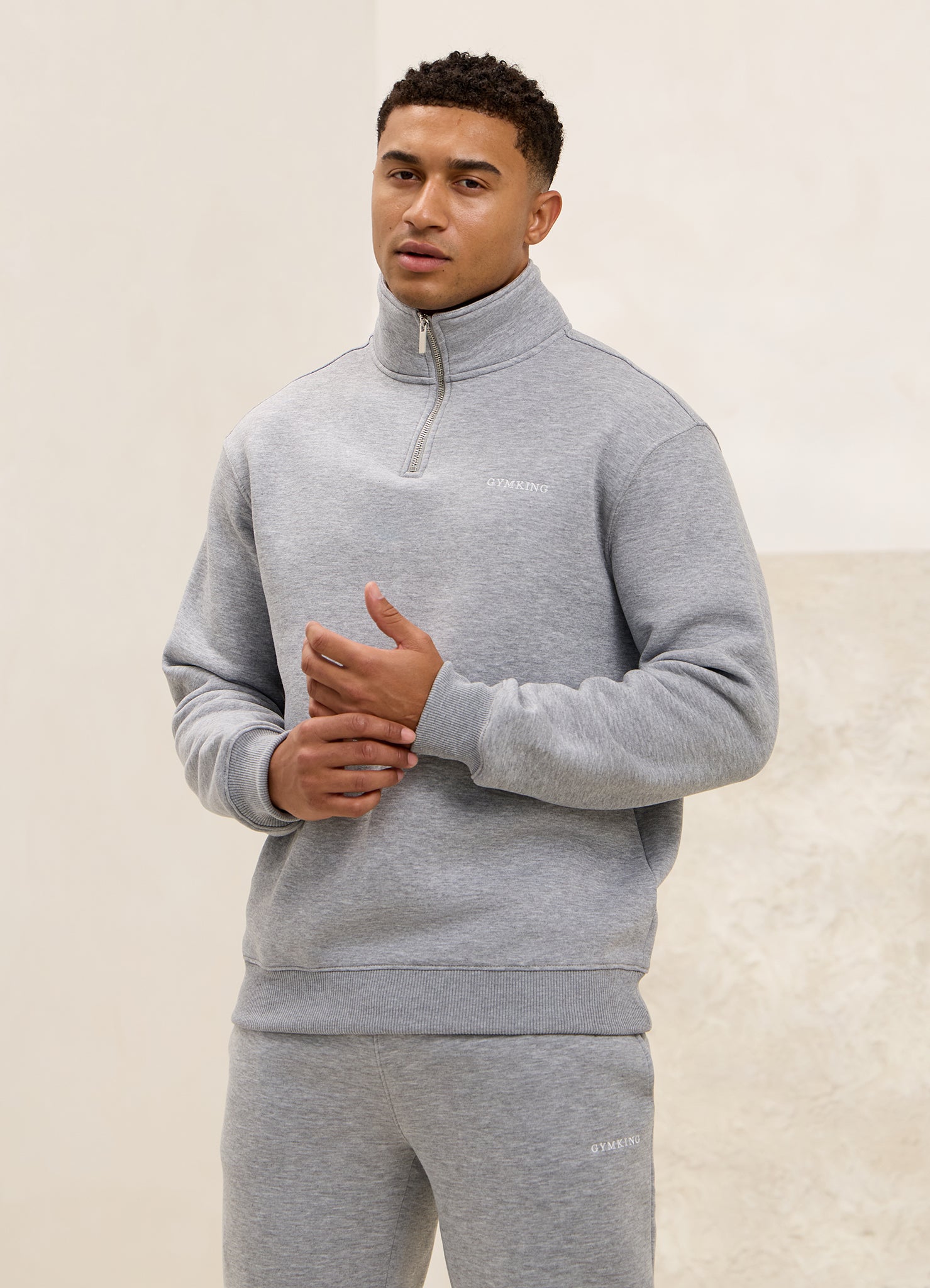 Gym King Fundamental Linear 1/4 Zip - Grey Marl
