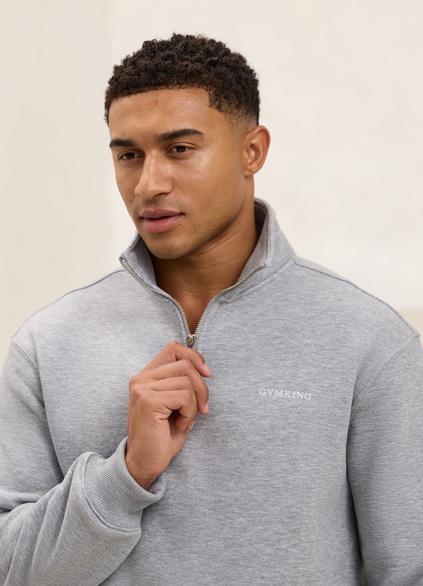 Gym King Fundamental Linear 1/4 Zip - Grey Marl