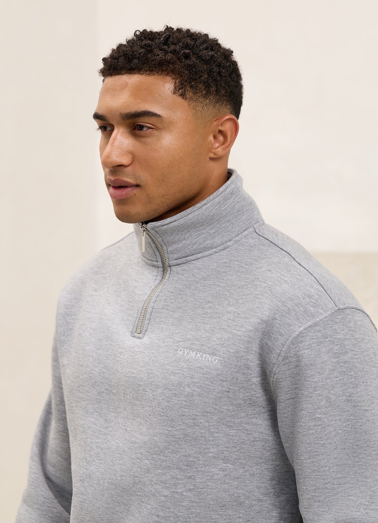 Gym King Fundamental Linear 1/4 Zip - Grey Marl