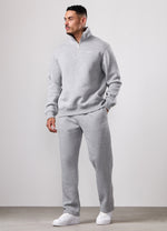 Gym King Fundamental Linear 1/4 Zip Tracksuit - Grey Marl