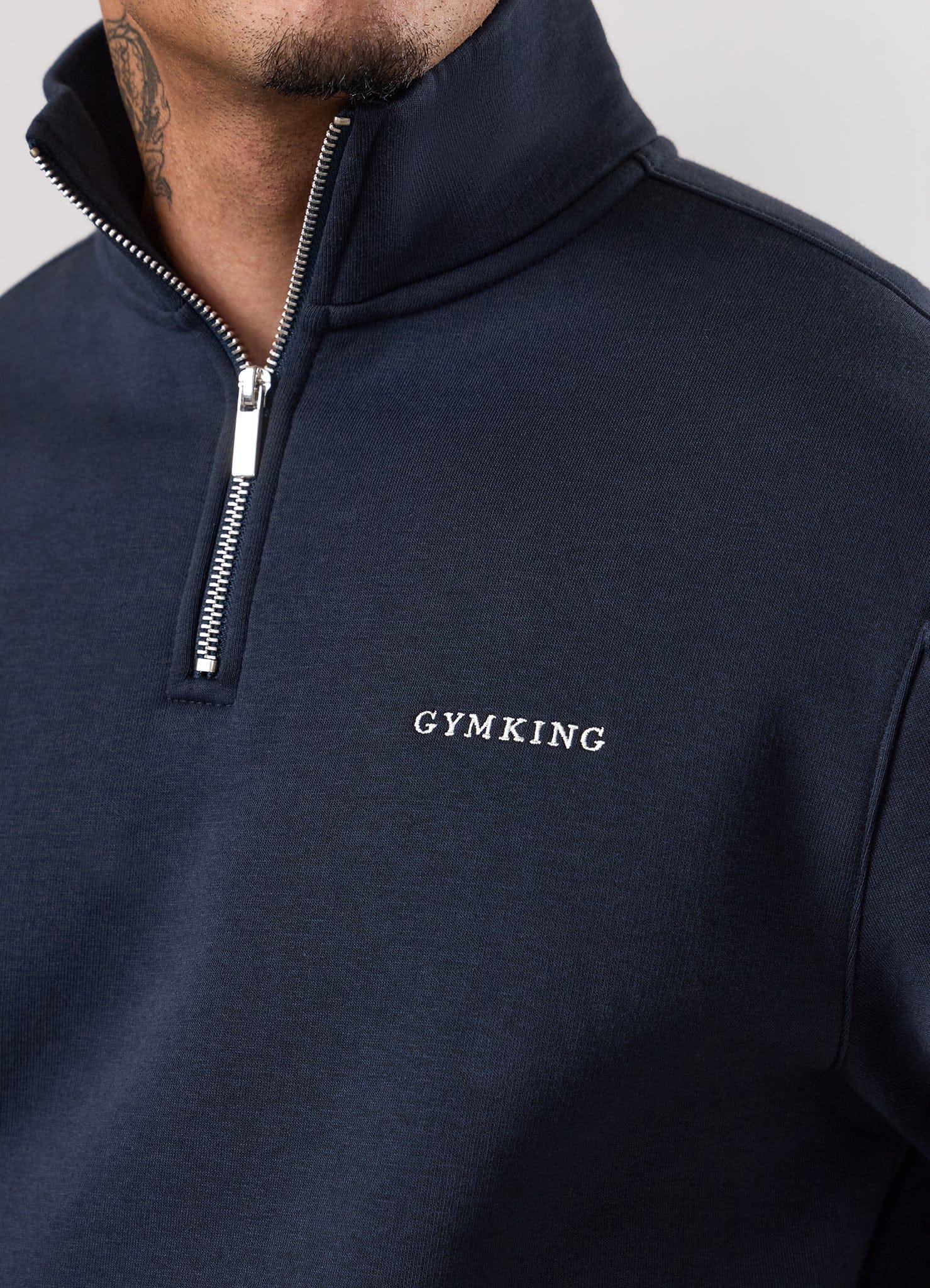 Gym King Fundamental Linear 1/4 Zip Tracksuit - Navy