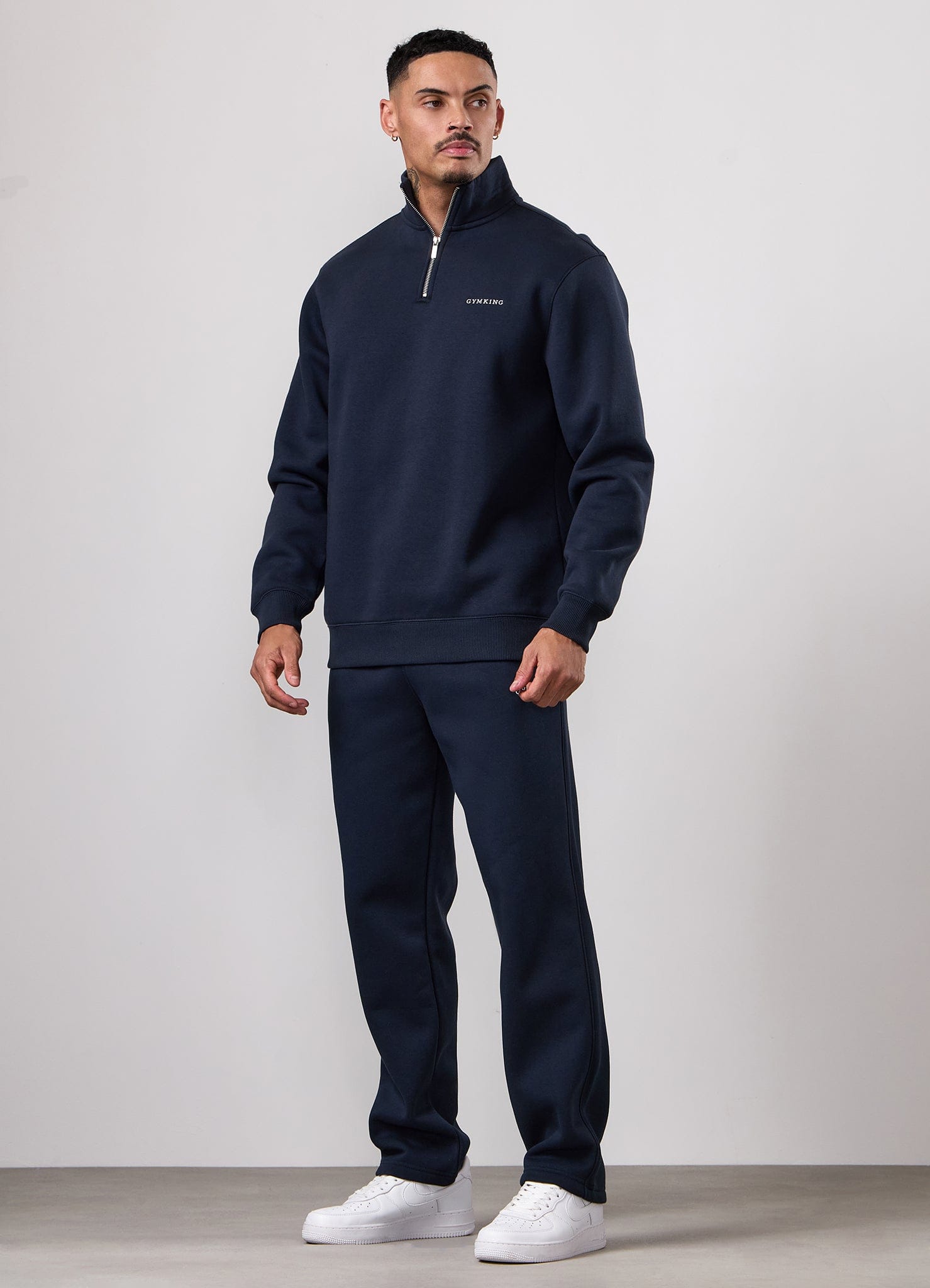 Gym King Fundamental Linear 1/4 Zip Tracksuit in Navy - Men's