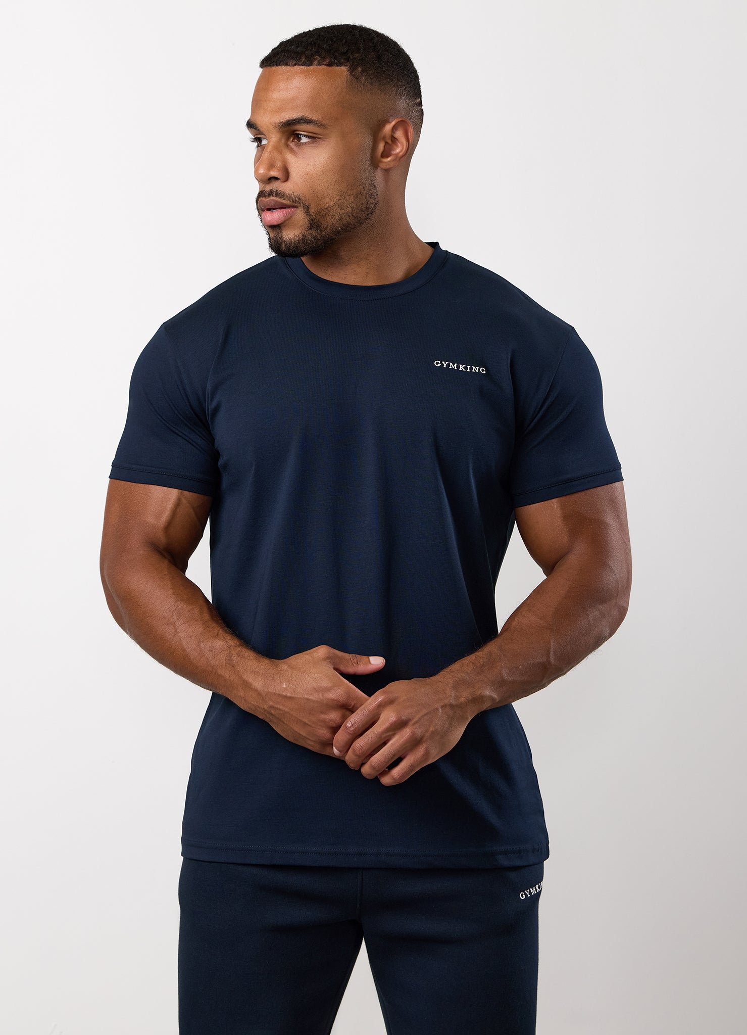 Gym King Fundamental Linear Tee - Navy