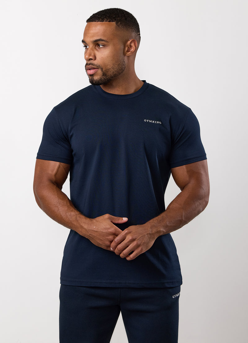 Gym King Fundamental Linear Tee - Navy
