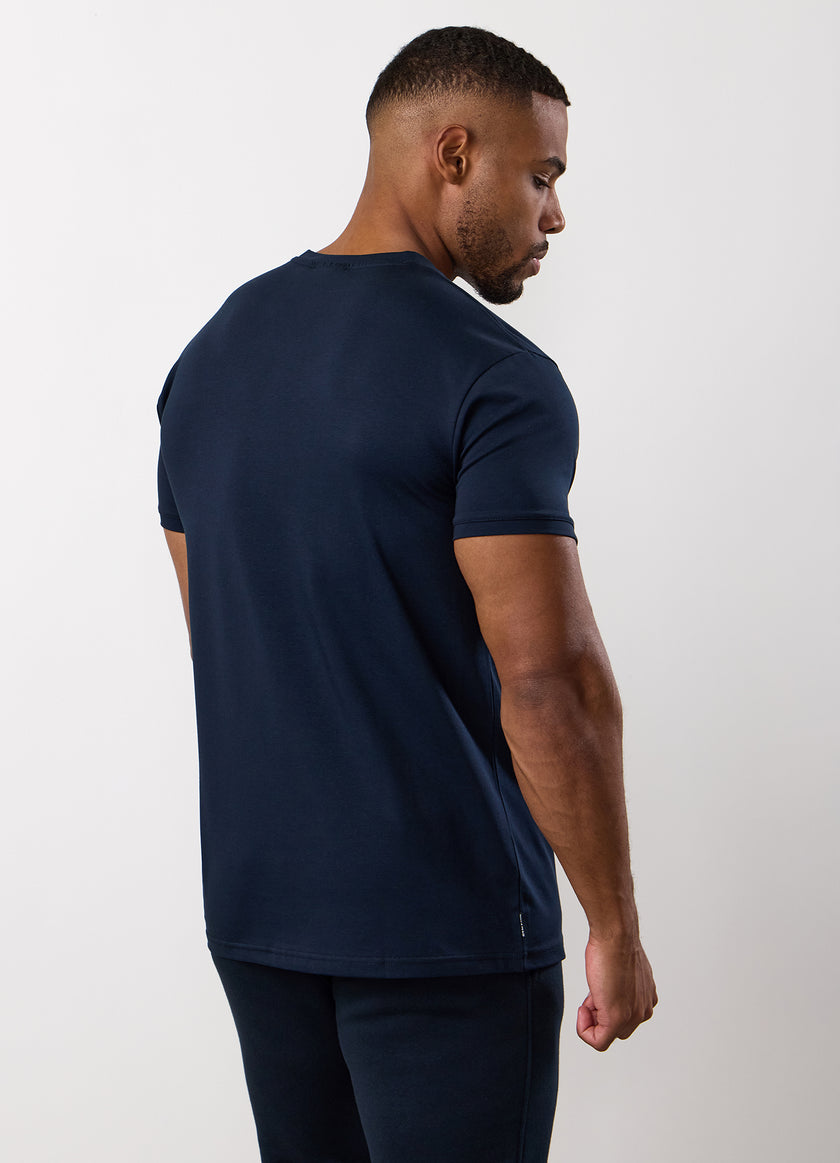 Gym King Fundamental Linear Tee - Navy