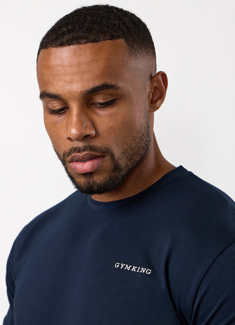 Gym King Fundamental Linear Tee - Navy