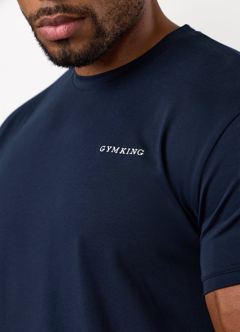 Gym King Fundamental Linear Tee - Navy