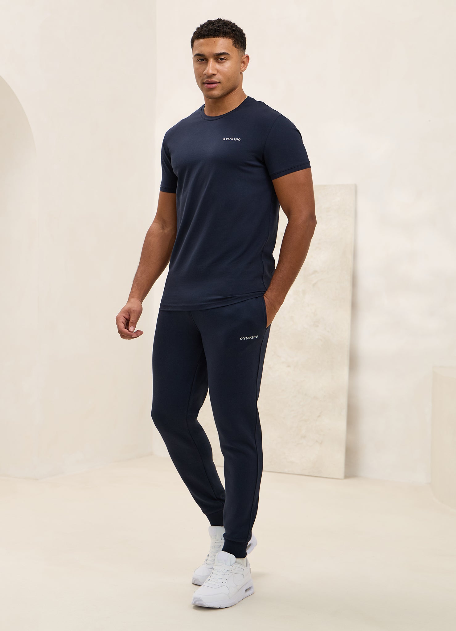 Gym King Fundamental Linear Tee - Navy