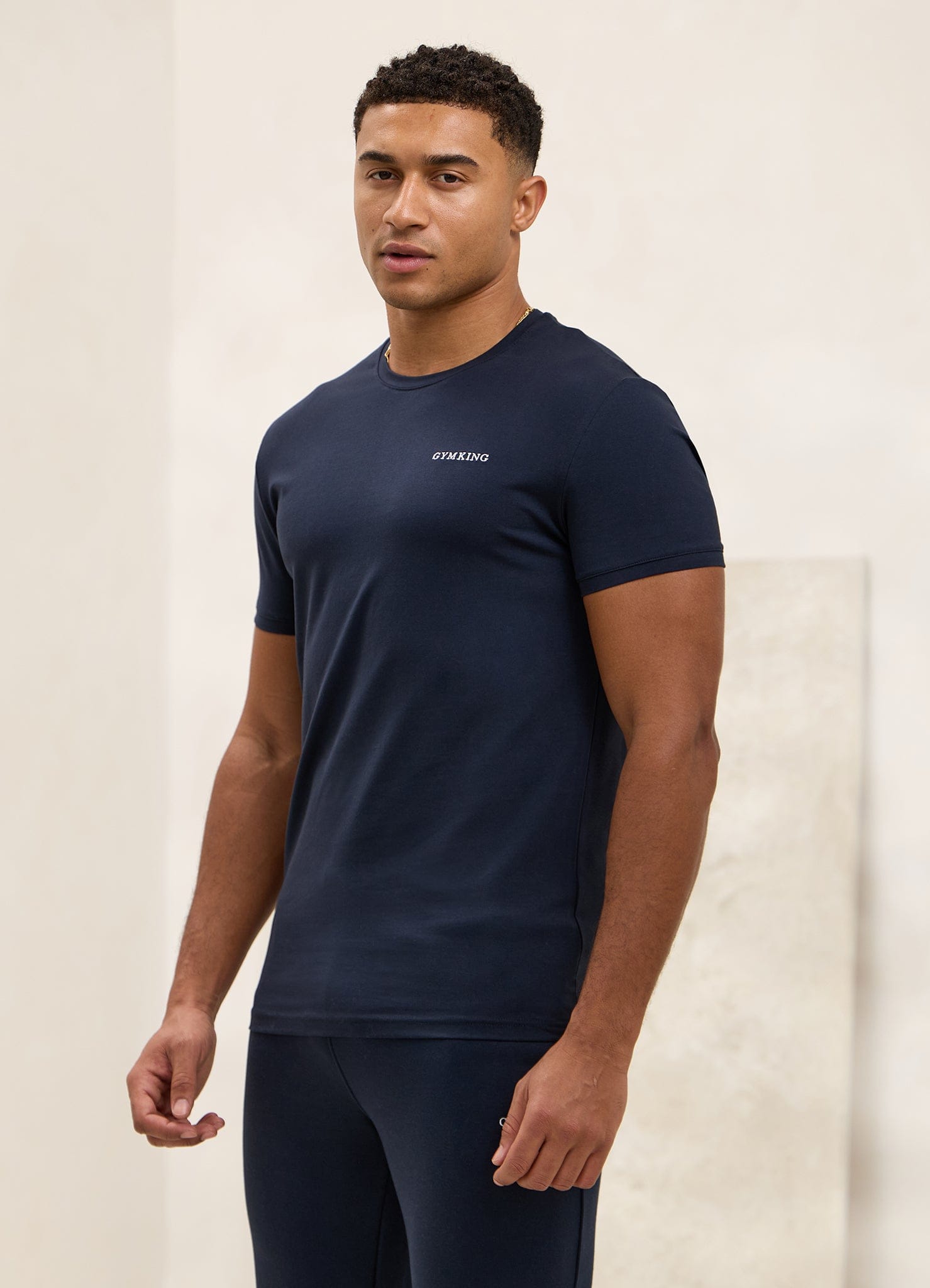 Gym King Fundamental Linear T-Shirt - Navy