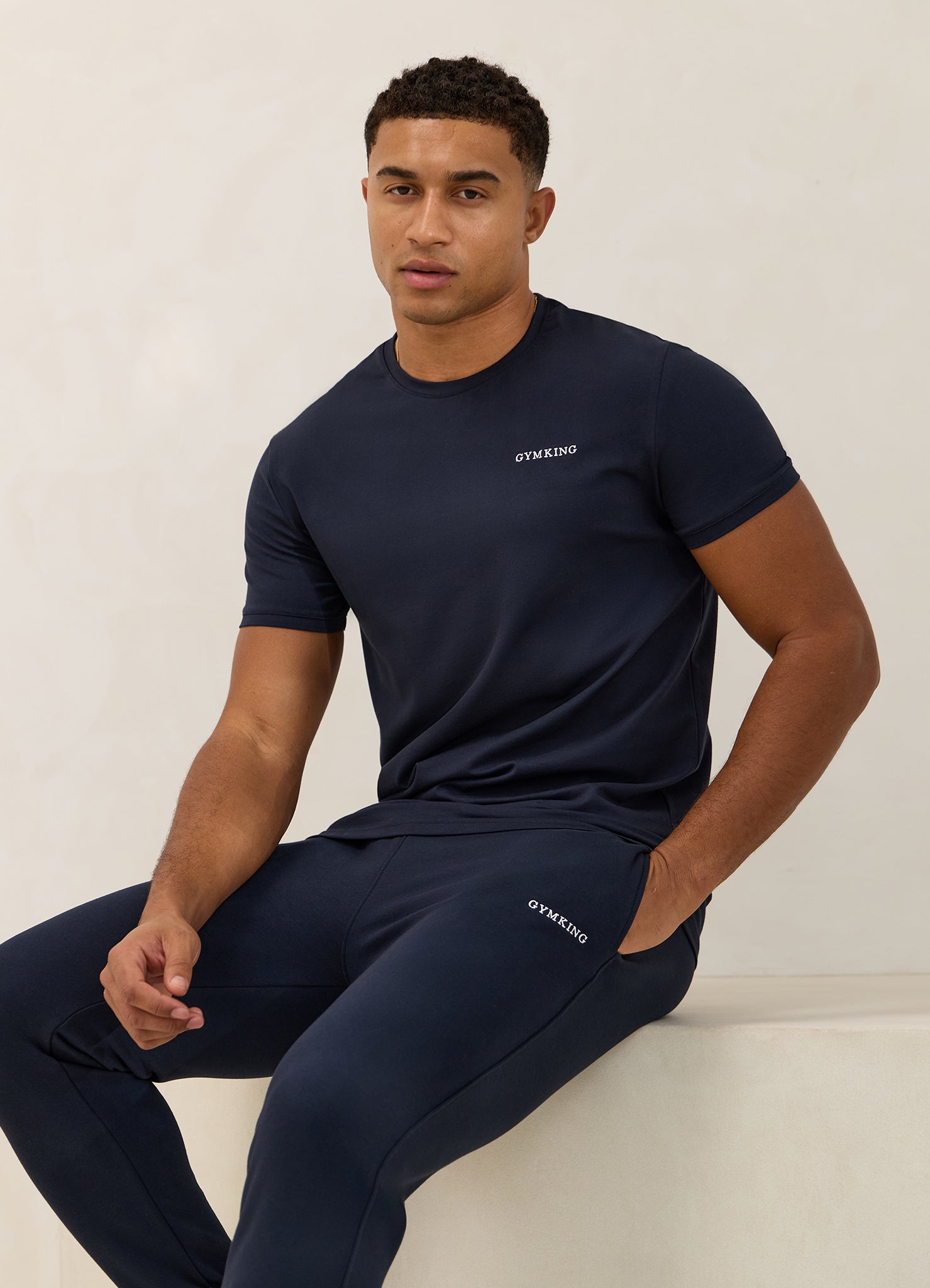 Gym King Fundamental Linear Tee - Navy