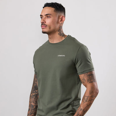 Gym King Fundamental Linear Tee - Deep Olive