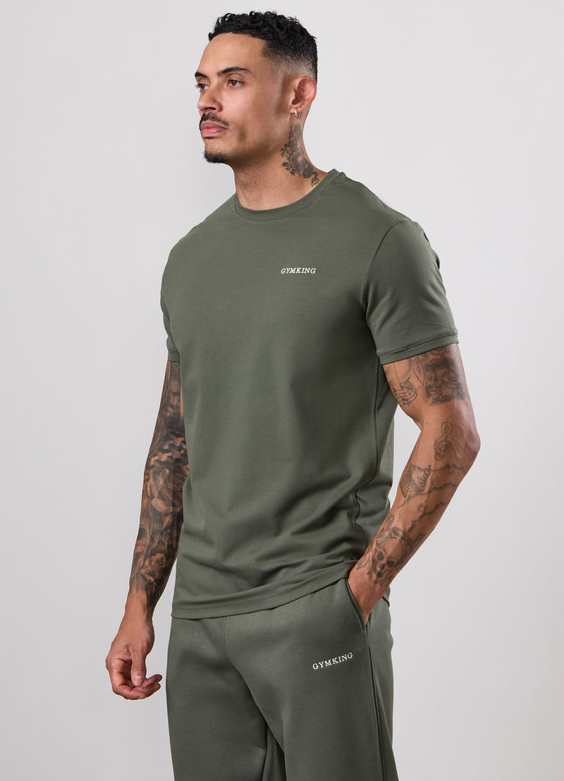 Gym King Fundamental Linear Tee - Deep Olive