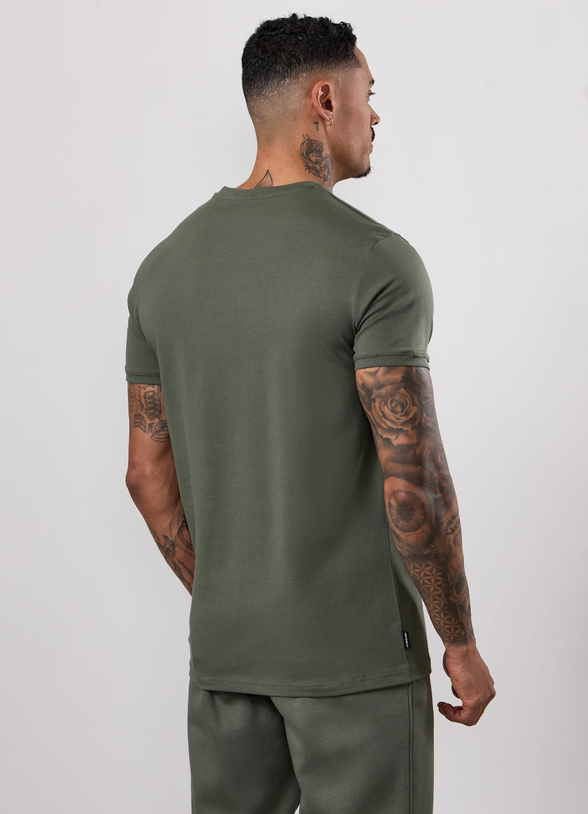 Gym King Fundamental Linear Tee - Deep Olive