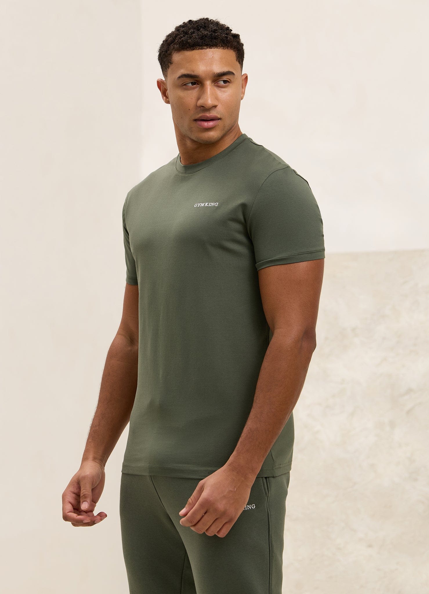 Gym King Fundamental Linear T-Shirt - Deep Olive